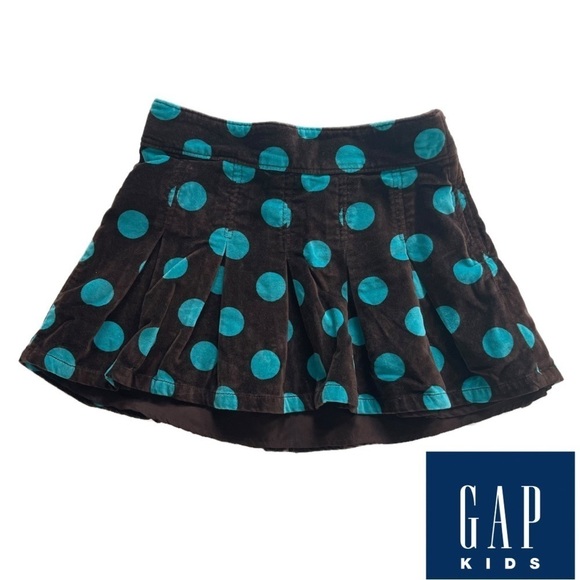 GAP KIDS  Velvet Brown Teal Polkadot Skirt - Size 8 - Picture 1 of 9